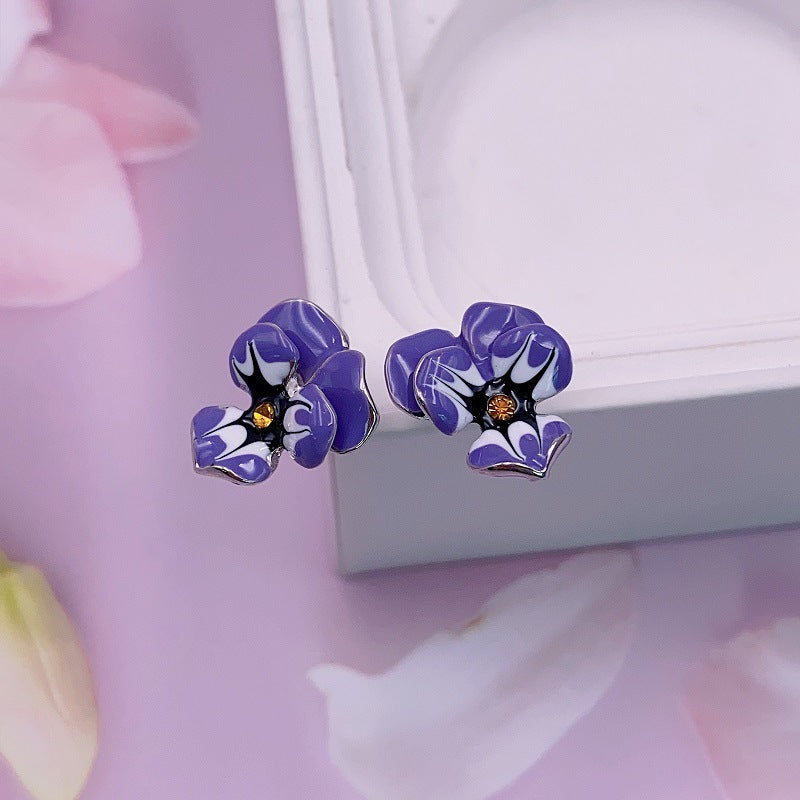 Wholesale Enamel Color Glaze Flower Earrings
